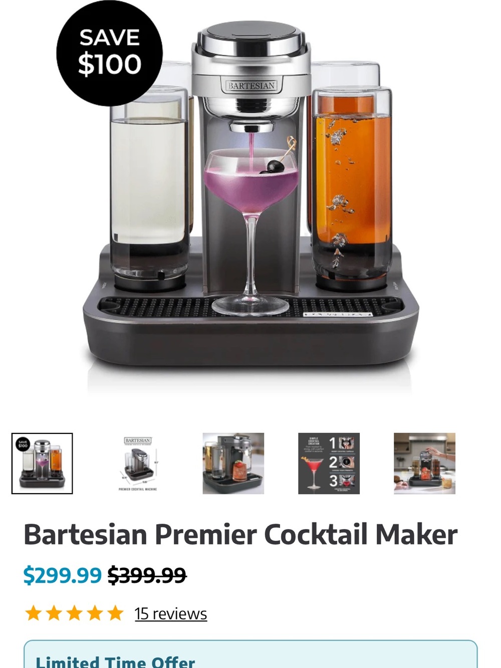 Bartesian Premier Cocktail Maker — Charcoal Gray